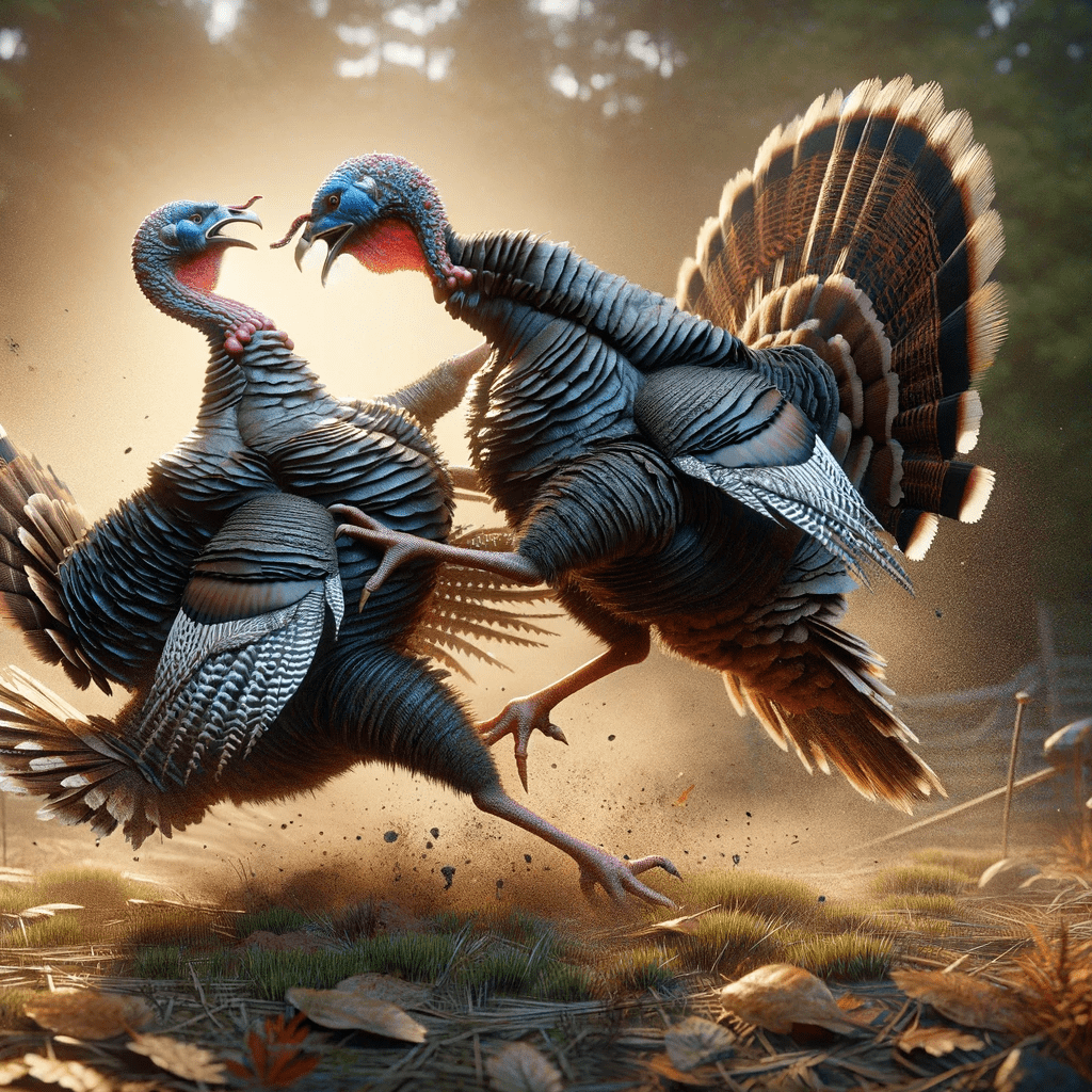 Wallpaper depicting two turkeys fighting with each other